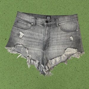 Women's BDG Distressed High Rise Cheeky Gray Denim Shorts Size 30